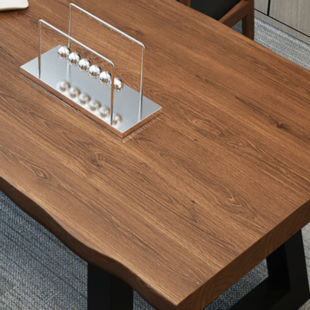 Solid Wood Writing Desk Brown Modern Style Meeting Office Desk