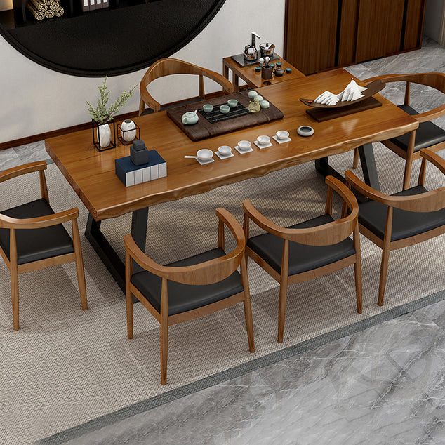 Solid Wood Writing Desk Brown Modern Style Meeting Office Desk