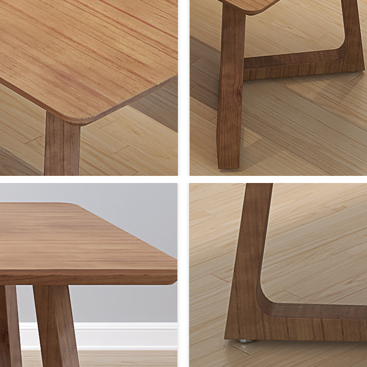 Modern Style Home Office Desk Rectangle Brown Solid Wood Writing Desk