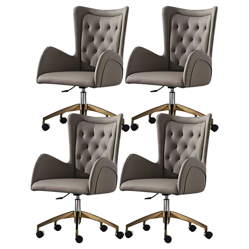 Mid Back Office Chair Rotatable Leather Desk Chair with Steel Base