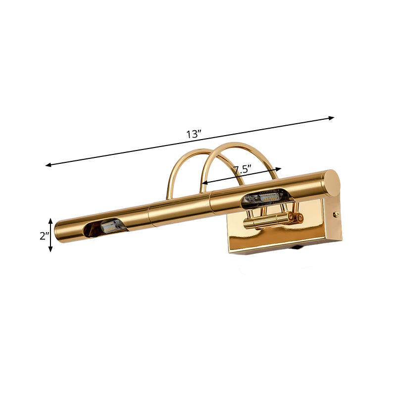 LED Metal Vanity Lamp Classic Gold Swing Arm Bathroom Sconce Light Fixture in White/Warm/Natural Light