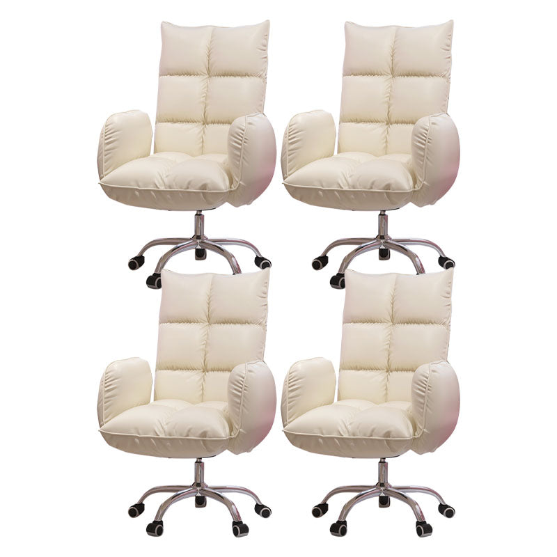 High Back Office Chair Rotatable Upholstered Desk Chair with Steel Base