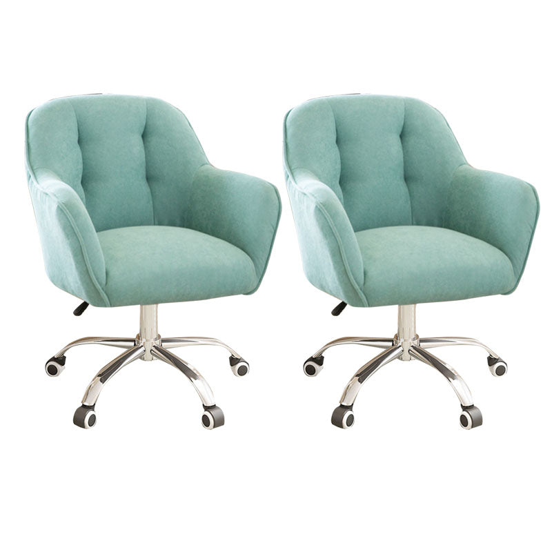 Mid Back Office Chair Rotatable Upholstered Desk Chair with Wheels