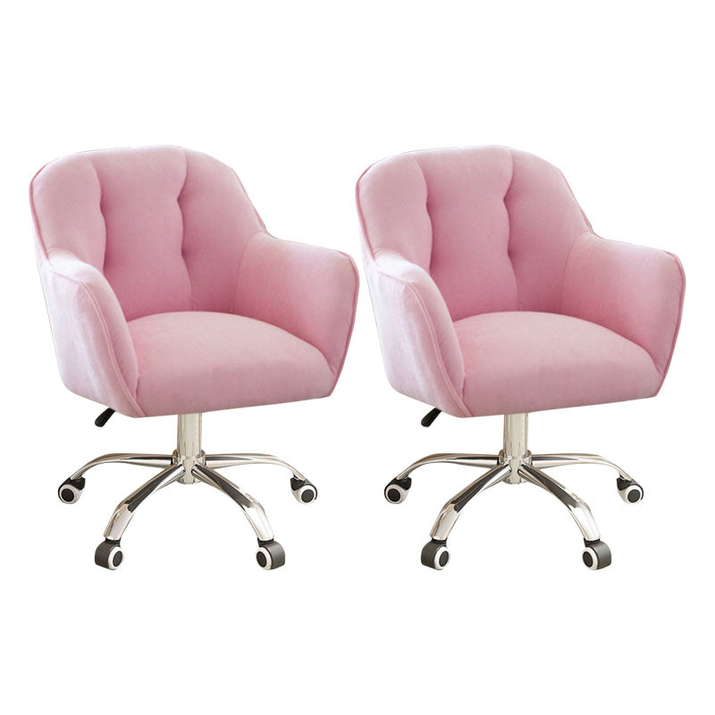 Mid Back Office Chair Rotatable Upholstered Desk Chair with Wheels