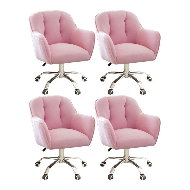 Mid Back Office Chair Rotatable Upholstered Desk Chair with Wheels