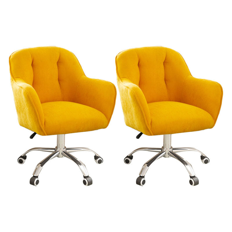 Mid Back Office Chair Rotatable Upholstered Desk Chair with Wheels