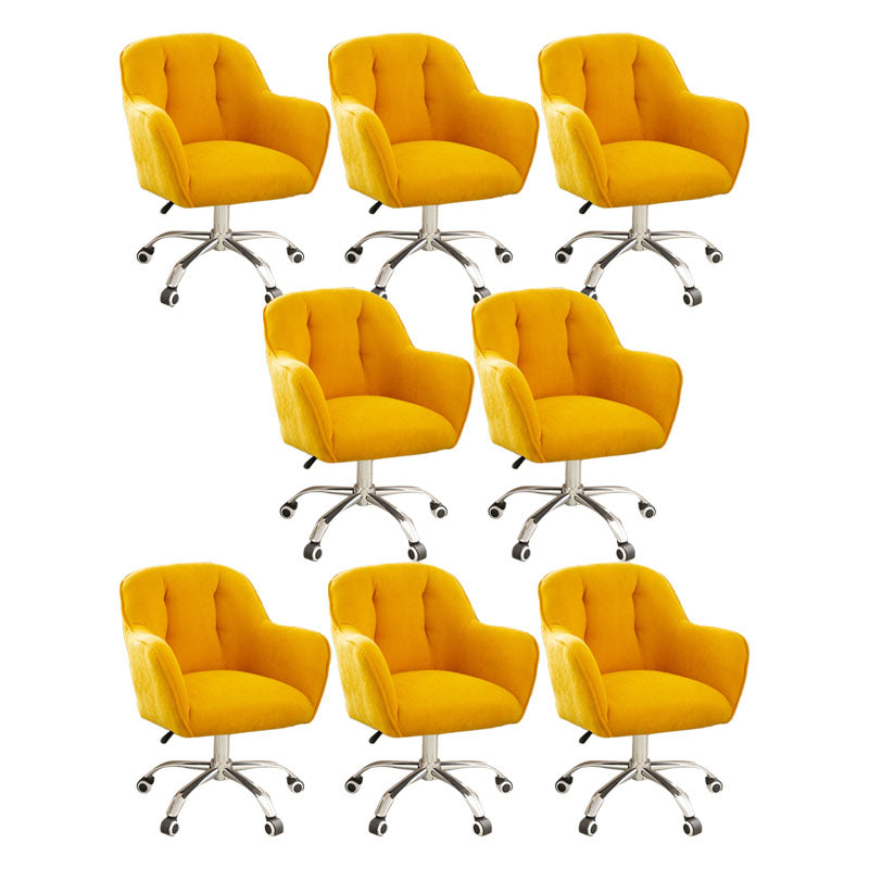Mid Back Office Chair Rotatable Upholstered Desk Chair with Wheels