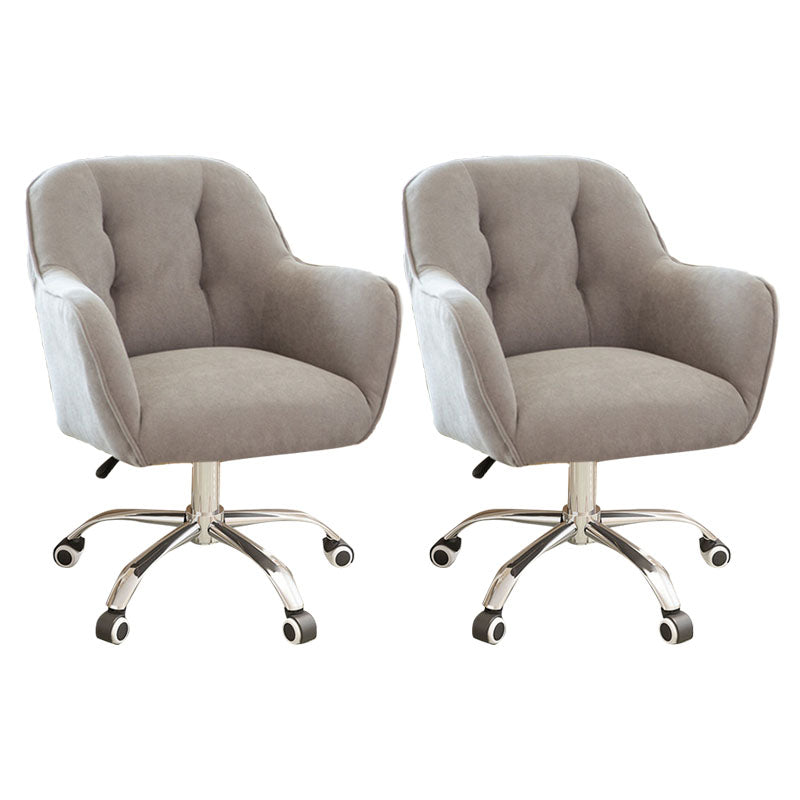 Mid Back Office Chair Rotatable Upholstered Desk Chair with Wheels