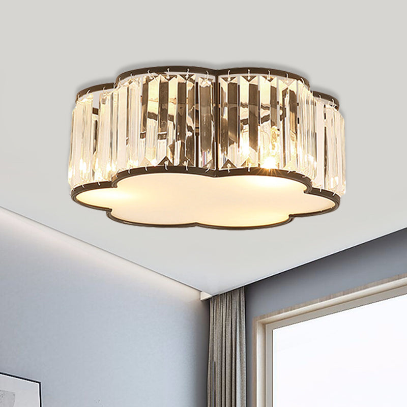 Black Crystal Cloud Flush Lamp Contemporary 3/4/5 Lights Bedroom Flushmount Lighting