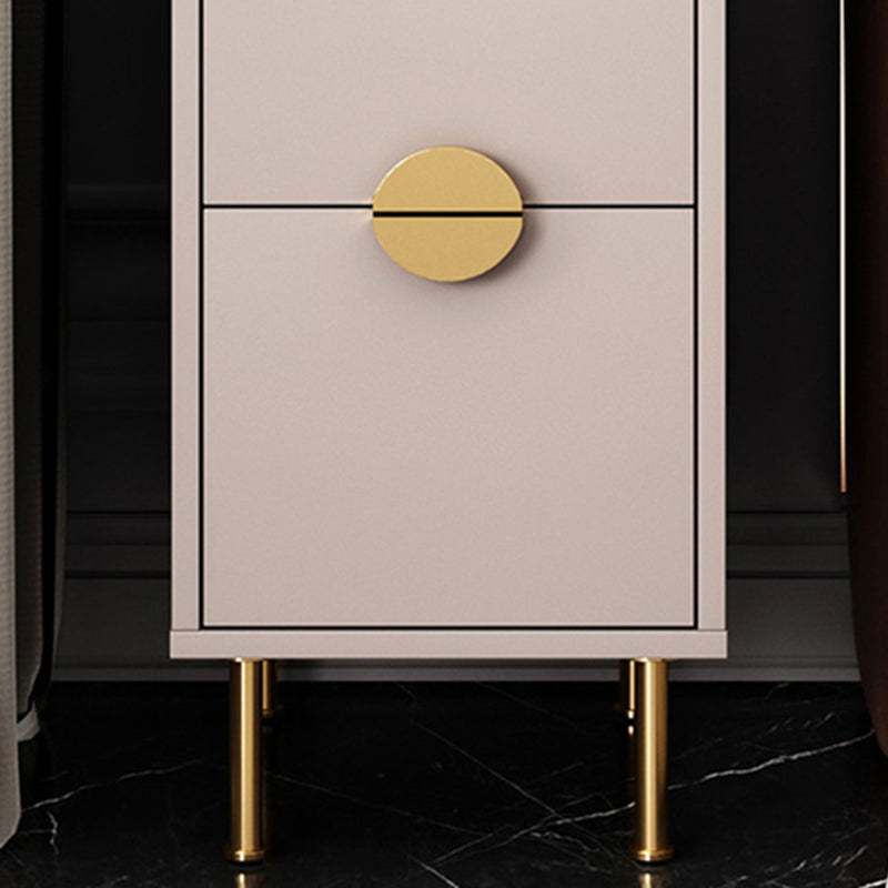 Glam Stone Top Bed Nightstand 2-Drawer Imitation Wood Legs Included Night Table