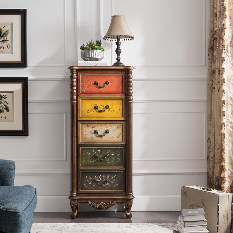 Rustic Wood Chest Vertical Chest with 3/4/5 Drawers for Bedroom