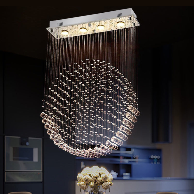 Round Shaped Dining Room Flushmount Lighting LED Modern Style Flush Light Fixture in Nickel