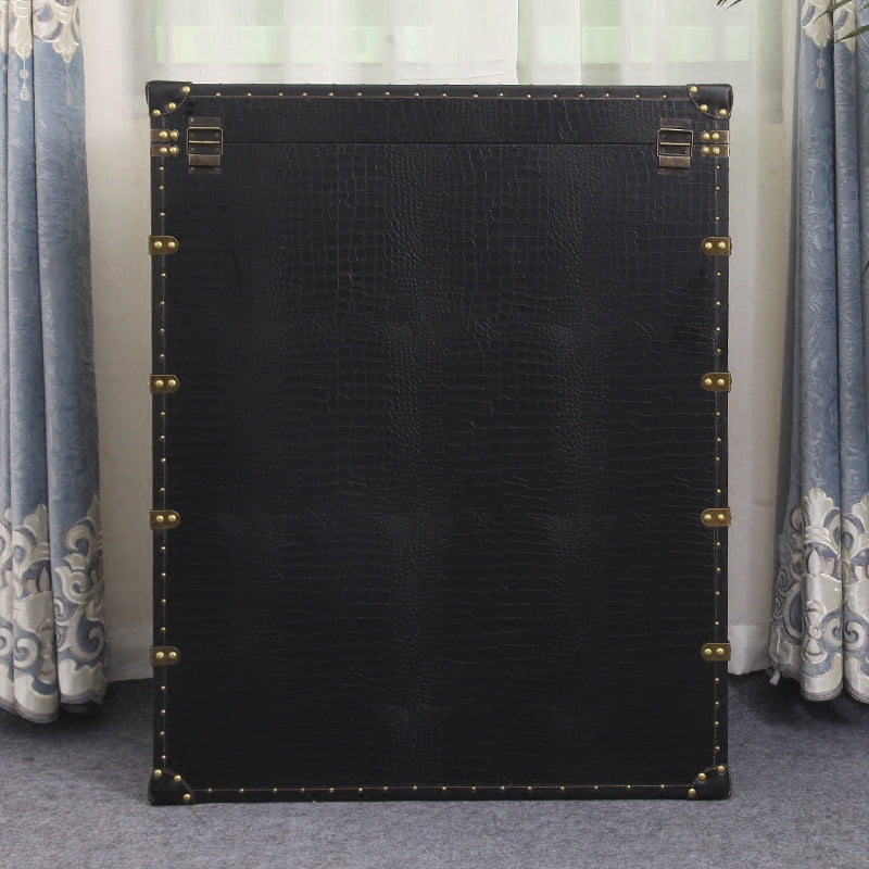 Rustic Leather Chest Vertical Chest with Drawers for Bedroom