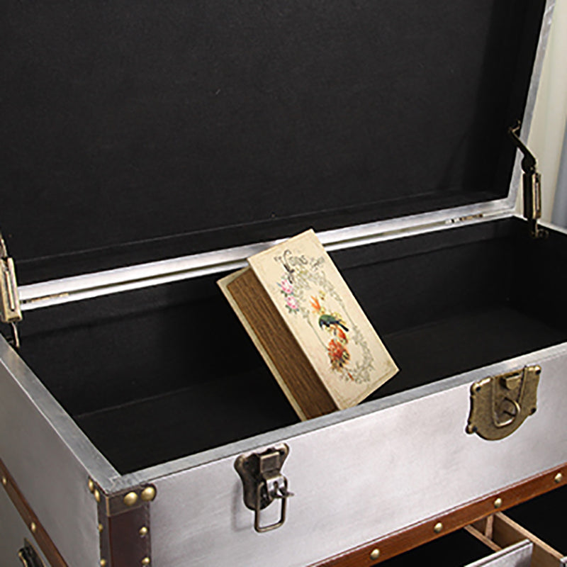 Rustic Leather Chest Vertical Chest with Drawers for Bedroom