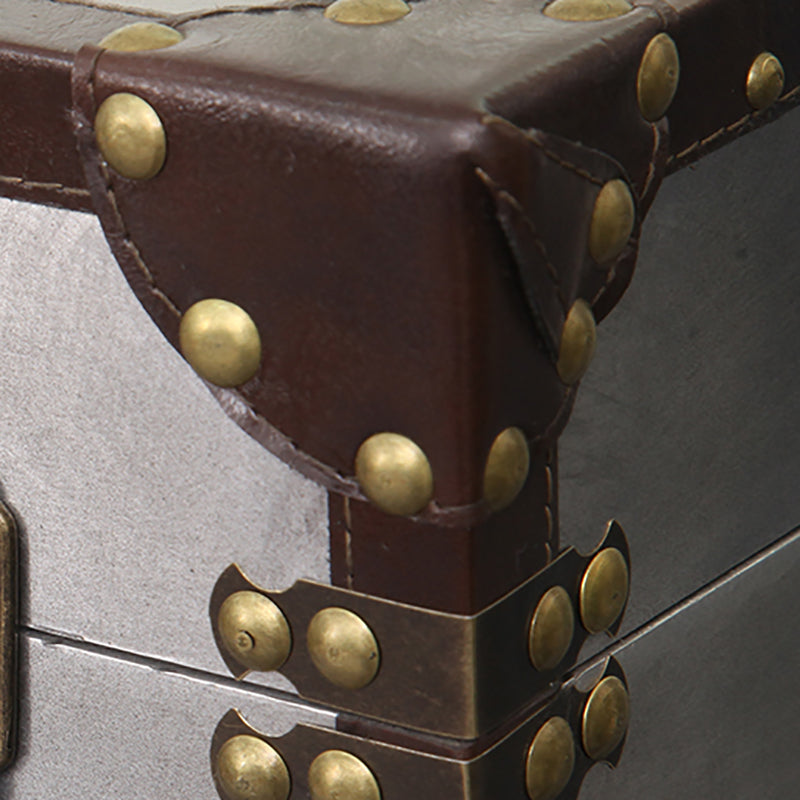 Rustic Leather Chest Vertical Chest with Drawers for Bedroom