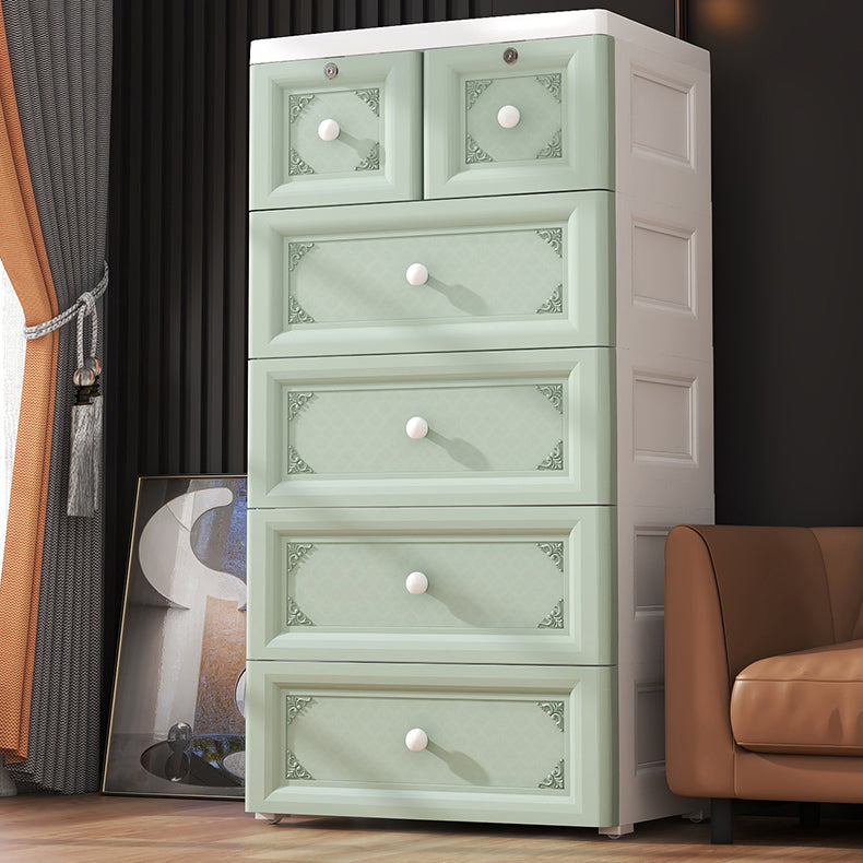 White/Blue/Green Lingerie Chest Contemporary Plastic Chest with Drawers for Bedroom