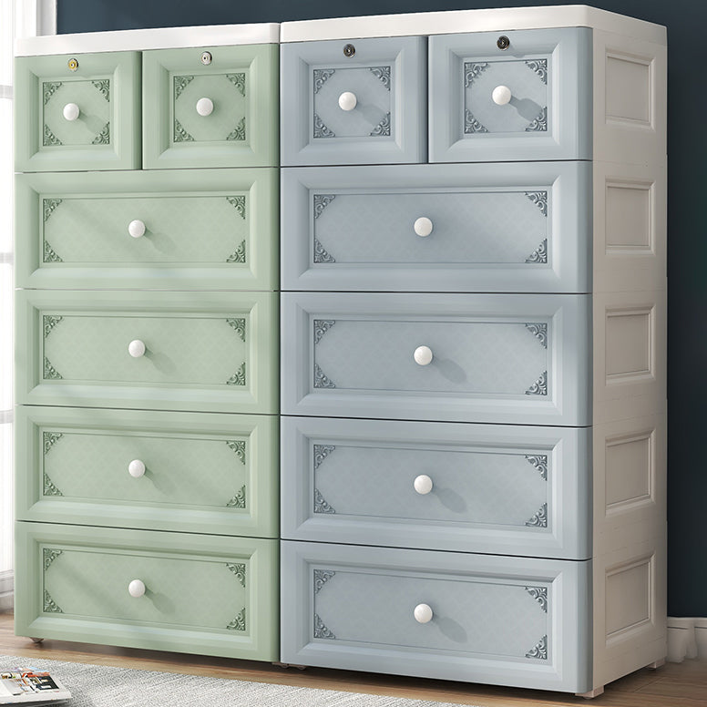 White/Blue/Green Lingerie Chest Contemporary Plastic Chest with Drawers for Bedroom