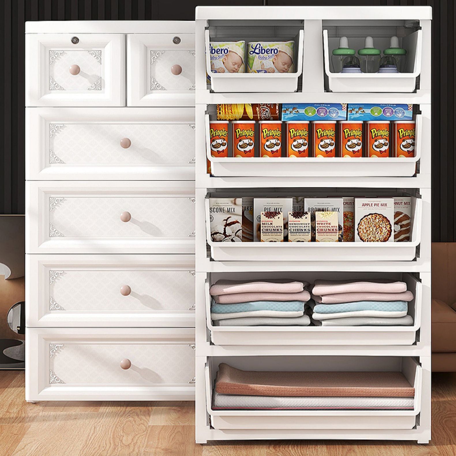 White/Blue/Green Lingerie Chest Contemporary Plastic Chest with Drawers for Bedroom