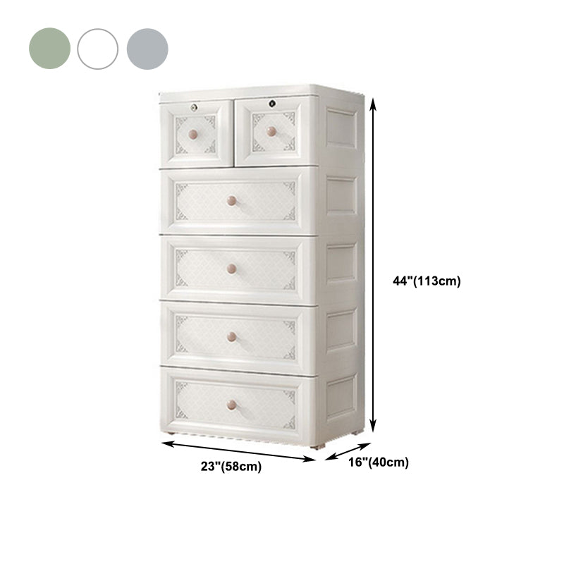 White/Blue/Green Lingerie Chest Contemporary Plastic Chest with Drawers for Bedroom