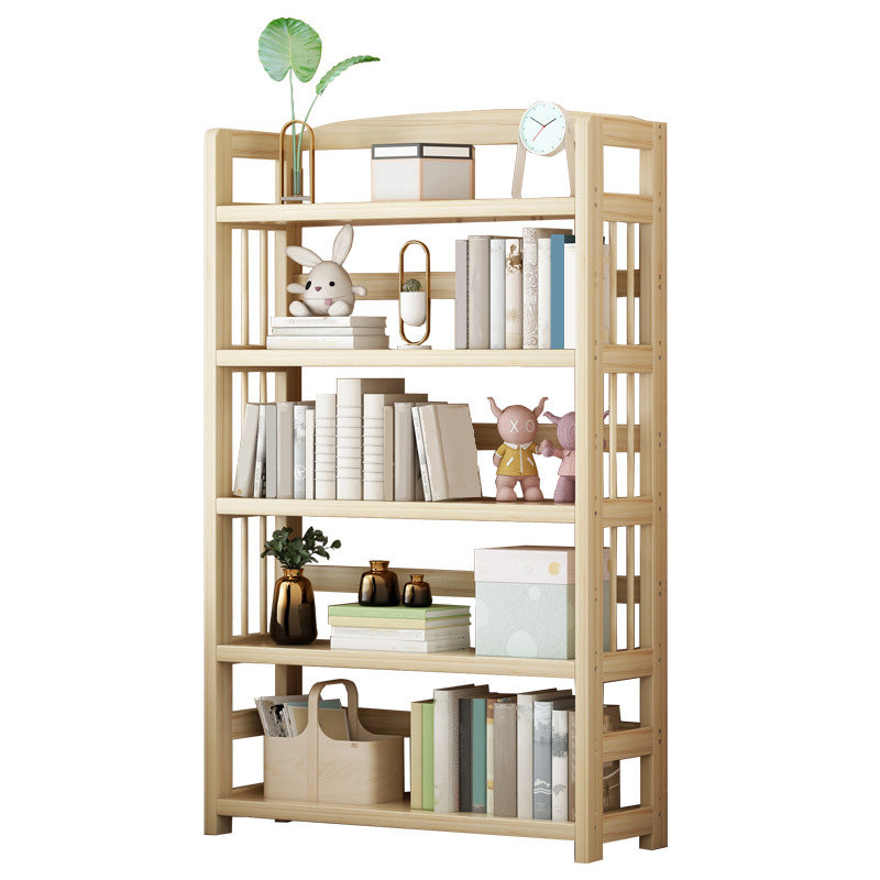 Natural Contemporary Style Standard Bookshelf 9.8-inch W Solid Wood Bookcase