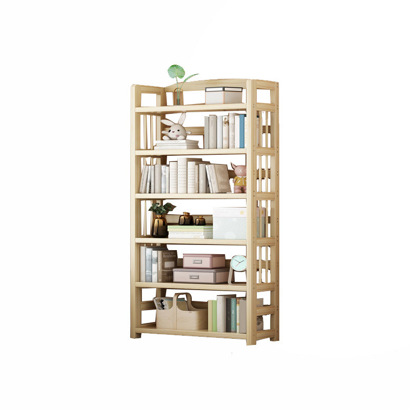 Natural Contemporary Style Standard Bookshelf 9.8-inch W Solid Wood Bookcase