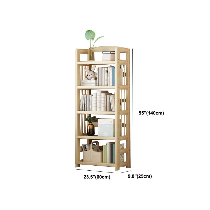 Natural Contemporary Style Standard Bookshelf 9.8-inch W Solid Wood Bookcase