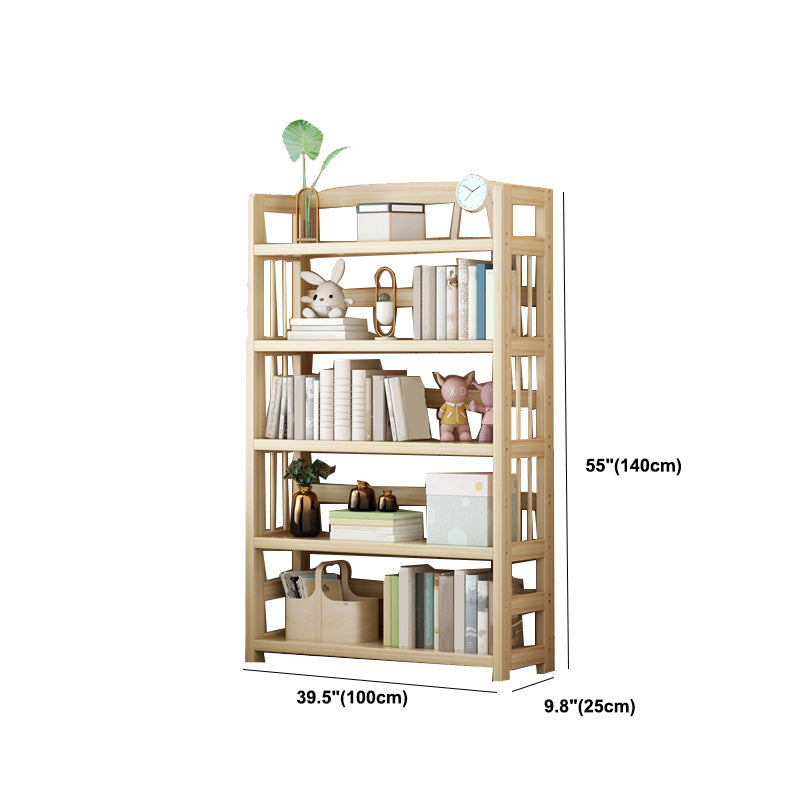 Natural Contemporary Style Standard Bookshelf 9.8-inch W Solid Wood Bookcase