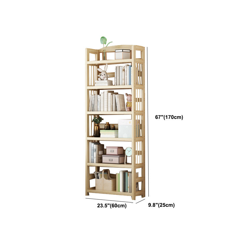 Natural Contemporary Style Standard Bookshelf 9.8-inch W Solid Wood Bookcase