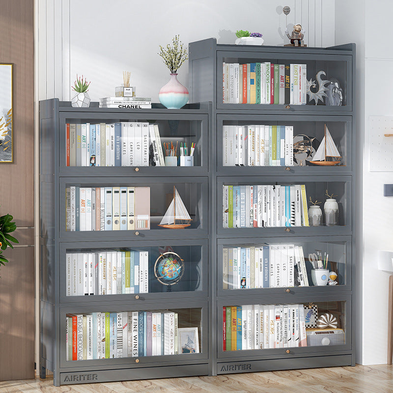 Modern Wooden Bookcase Rectangular 12.2"W Bookshelf in Dark Taupe