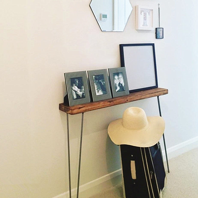 Wood Console Table 31.49" High Brown Mid-Century Modern Rectangle Accent Table