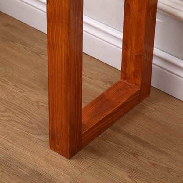 Mid-Century Modern Brown Console Table with Wooden Sled Base