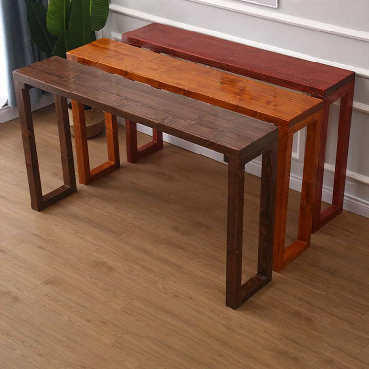 Mid-Century Modern Brown Console Table with Wooden Sled Base
