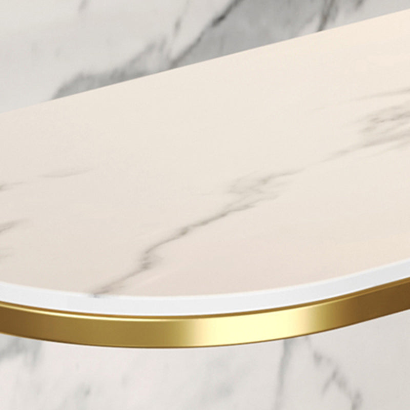 Metal Base Console Table with Half Moon Stone Top for Hall 11.81"