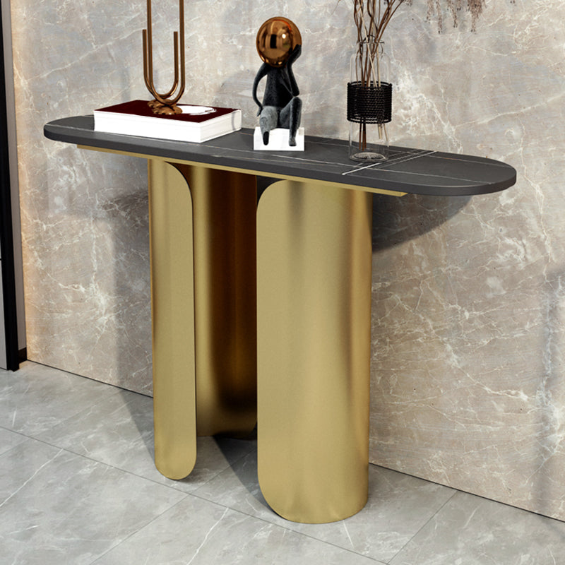 Glam Slate Half Moon Stain Resistant Scratch Resistant End Table