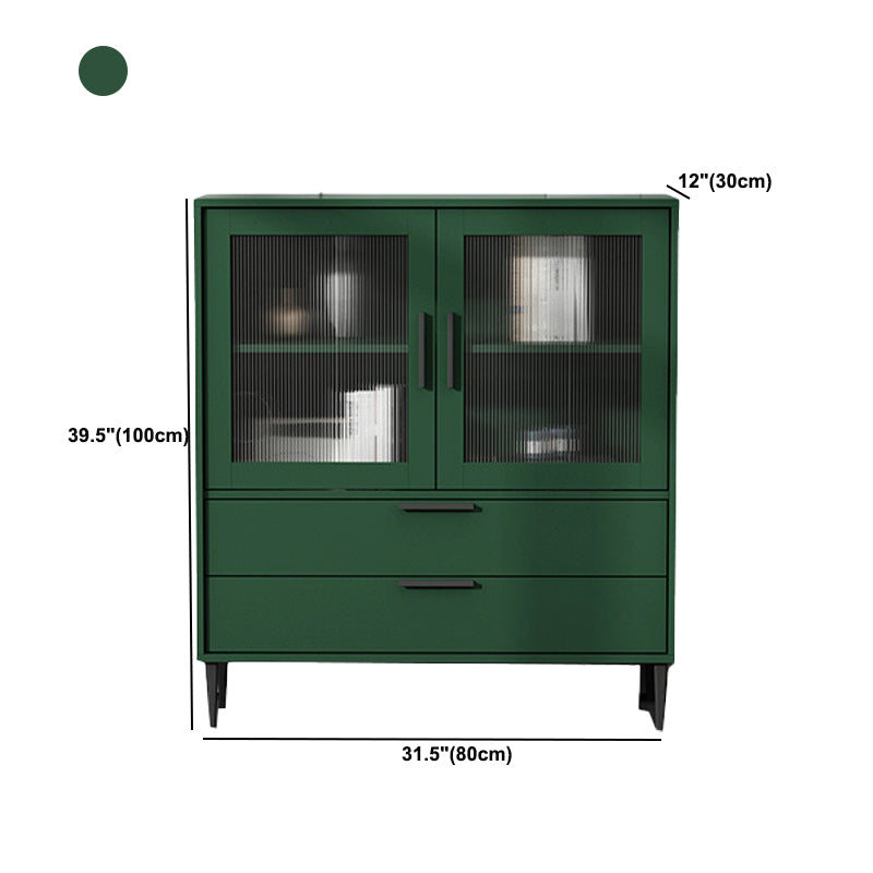 Contemporary Wooden Accent Cabinet with Glass Door and 2 Drawers
