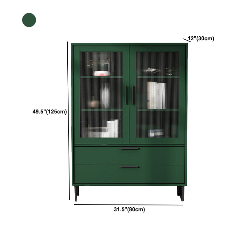 Contemporary Wooden Accent Cabinet with Glass Door and 2 Drawers