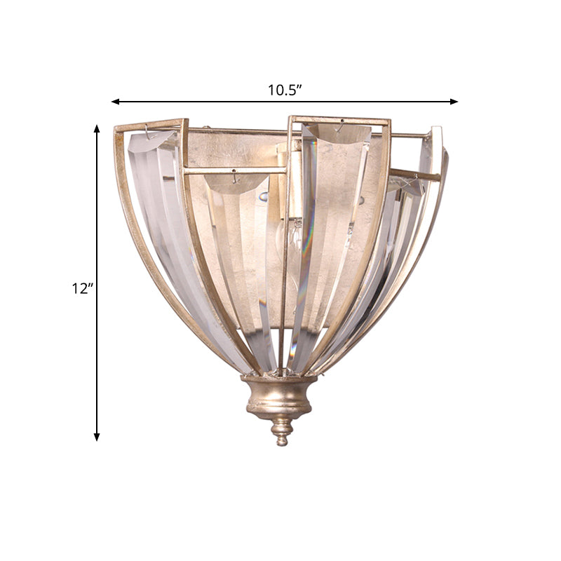 Clear 1 Light Wall Mount Light Traditional Sleek Contoured Crystal Dome Sconce Light