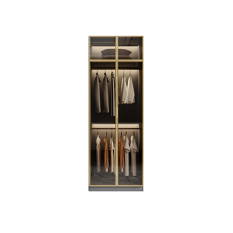 Glass and Wood Wardrobe Armoire Contemporary Wardrobe Closet