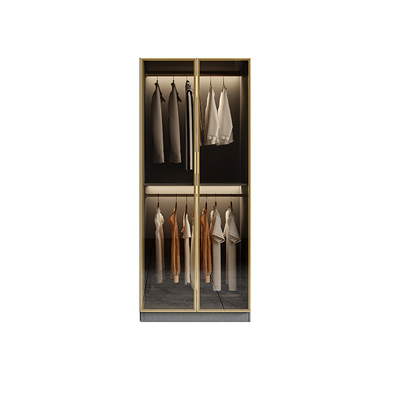 Glass and Wood Wardrobe Armoire Contemporary Wardrobe Closet