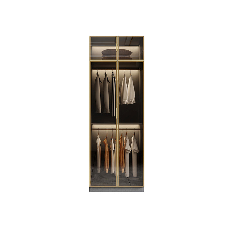 Glass and Wood Wardrobe Armoire Contemporary Wardrobe Closet