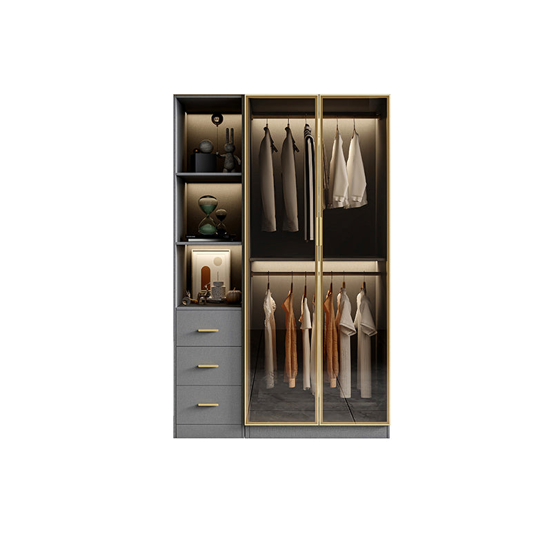 Glass and Wood Wardrobe Armoire Contemporary Wardrobe Closet