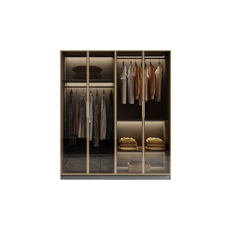 Glass and Wood Wardrobe Armoire Contemporary Wardrobe Closet