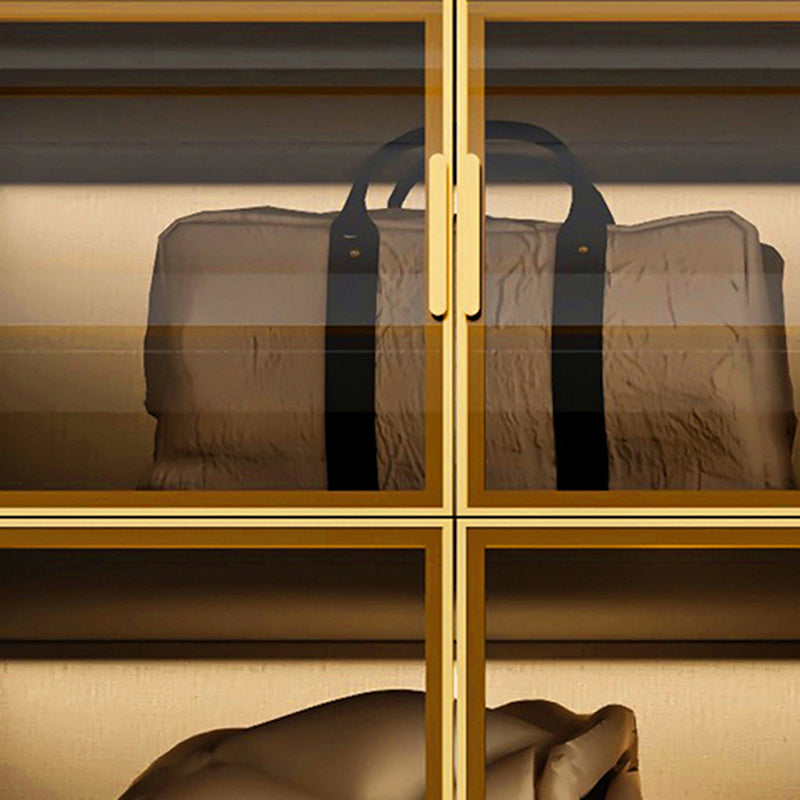 Glass and Wood Wardrobe Armoire Contemporary Wardrobe Closet