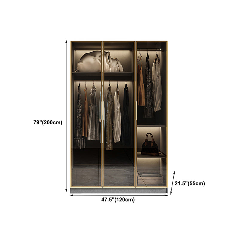 Glass and Wood Wardrobe Armoire Contemporary Wardrobe Closet