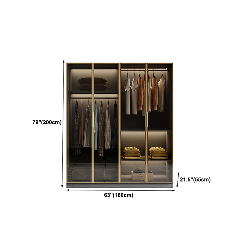 Glass and Wood Wardrobe Armoire Contemporary Wardrobe Closet
