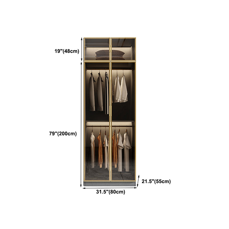 Glass and Wood Wardrobe Armoire Contemporary Wardrobe Closet