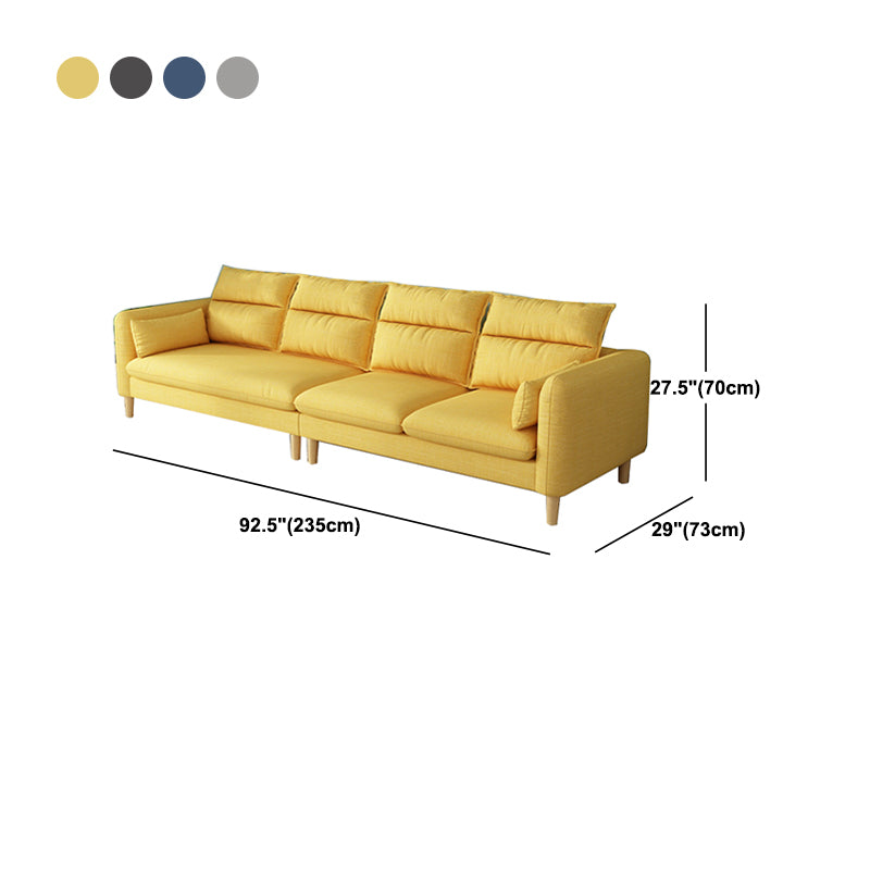 Contemporary Sewn Pillow Back Standard Square Arm Linen Seating