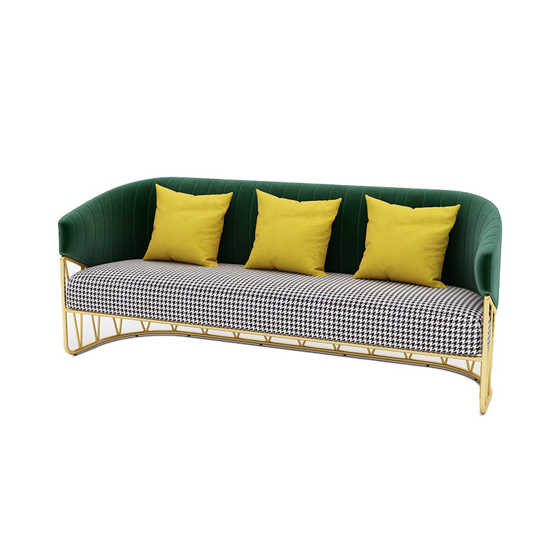 23.62" W x 29.52" H Velvet Tuxedo Arm Sofa Contemporary Standard Sewn Pillow Back Sofa