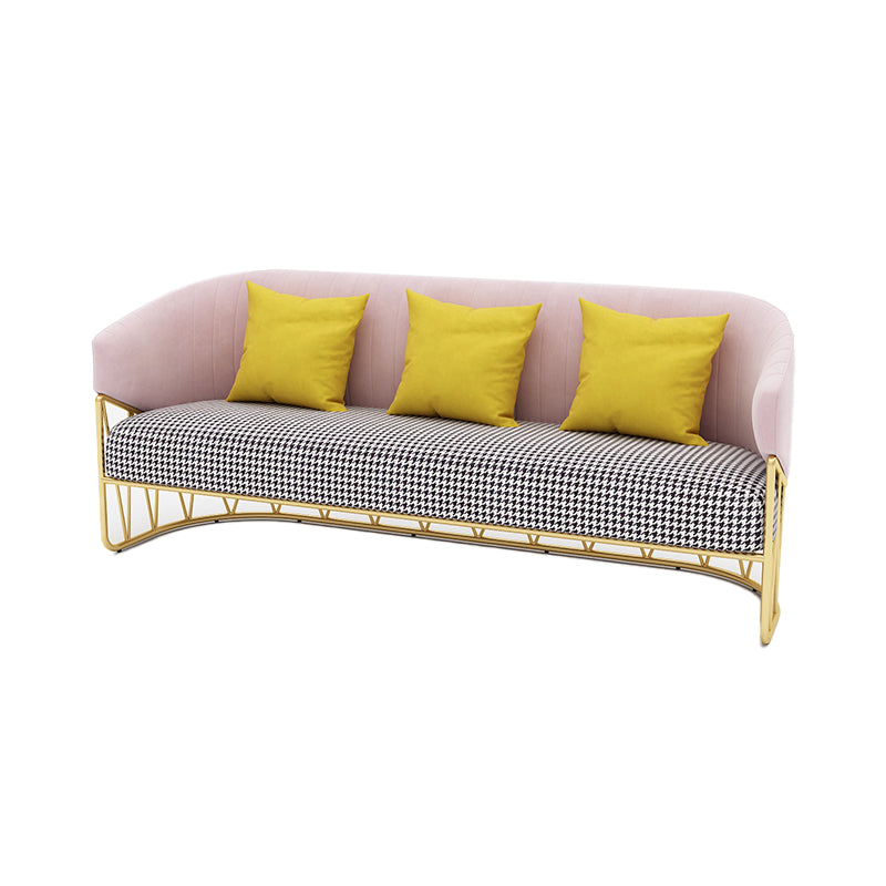 23.62" W x 29.52" H Velvet Tuxedo Arm Sofa Contemporary Standard Sewn Pillow Back Sofa