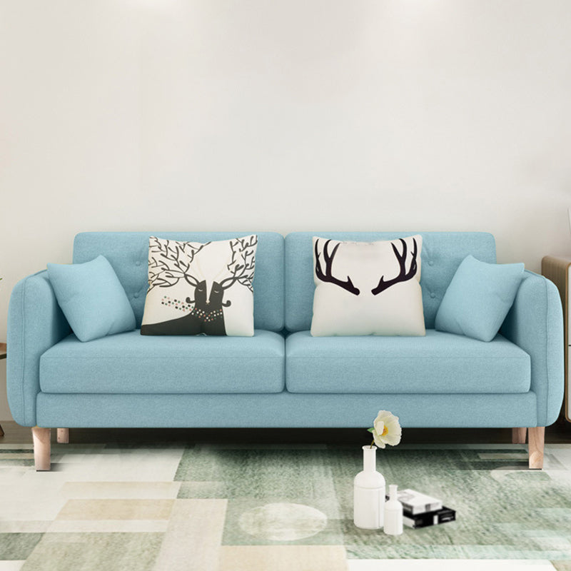 Contemporary Standard Square Arm Linen Stationary Beige Settee